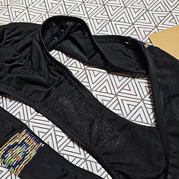 NWT Hobie XL Beaded Scrunch butt hipster cheeky bikini bottoms black - Picture 7 of 7